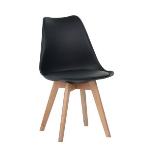 TRPEZARIJSKA STOLICA A8026 CRNA/DRVENE NOGE