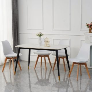 TRPEZARIJSKA STOLICA A8026 BIJELA/DRVENE NOGE