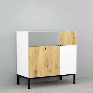 KOMODA ZETA 77CM BIJELA/SIVA/DRVO