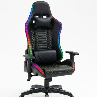 UREDSKA GAMING STOLICA YT-837 CRNA+LED SVJETLA