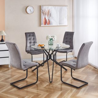 TRPEZARIJSKI STOL NT 966 STAKLO/CRNE NOGE