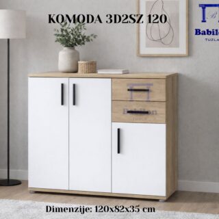 KOMODA COLI 3D2SZ 120 CM ARTISAN/BIJELO