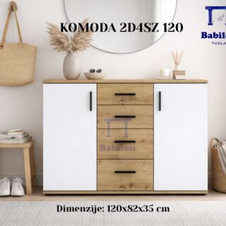 KOMODA COLI 2D4SZ 120 CM ARTISAN/BIJELO