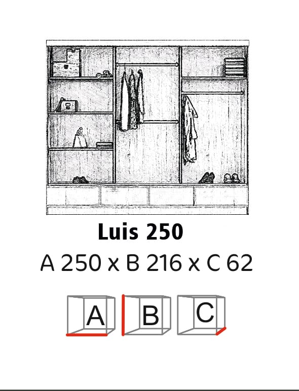 Luis-250-sr KLIZNI ORMAR LUIS 250 CM BIJELI - slika 1